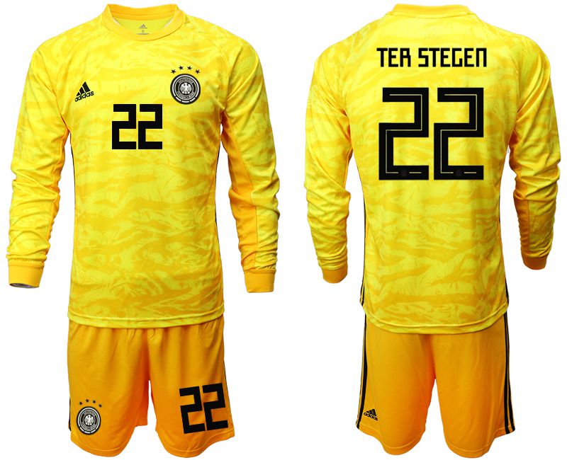 Men 2019-2020 Season National Team Germany yellow goalkeeper long sleeve #22 Soccer Jersey->germany jersey->Soccer Country Jersey